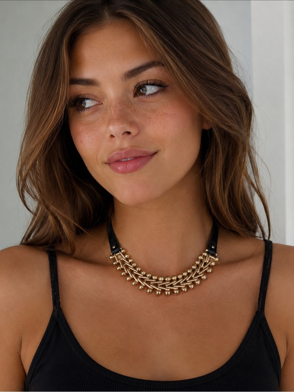 Steve Madden Elegant Gold and Black Necklace